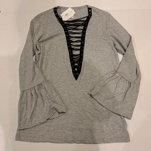 NWT small trend shop boutique bell sleeved shirt!